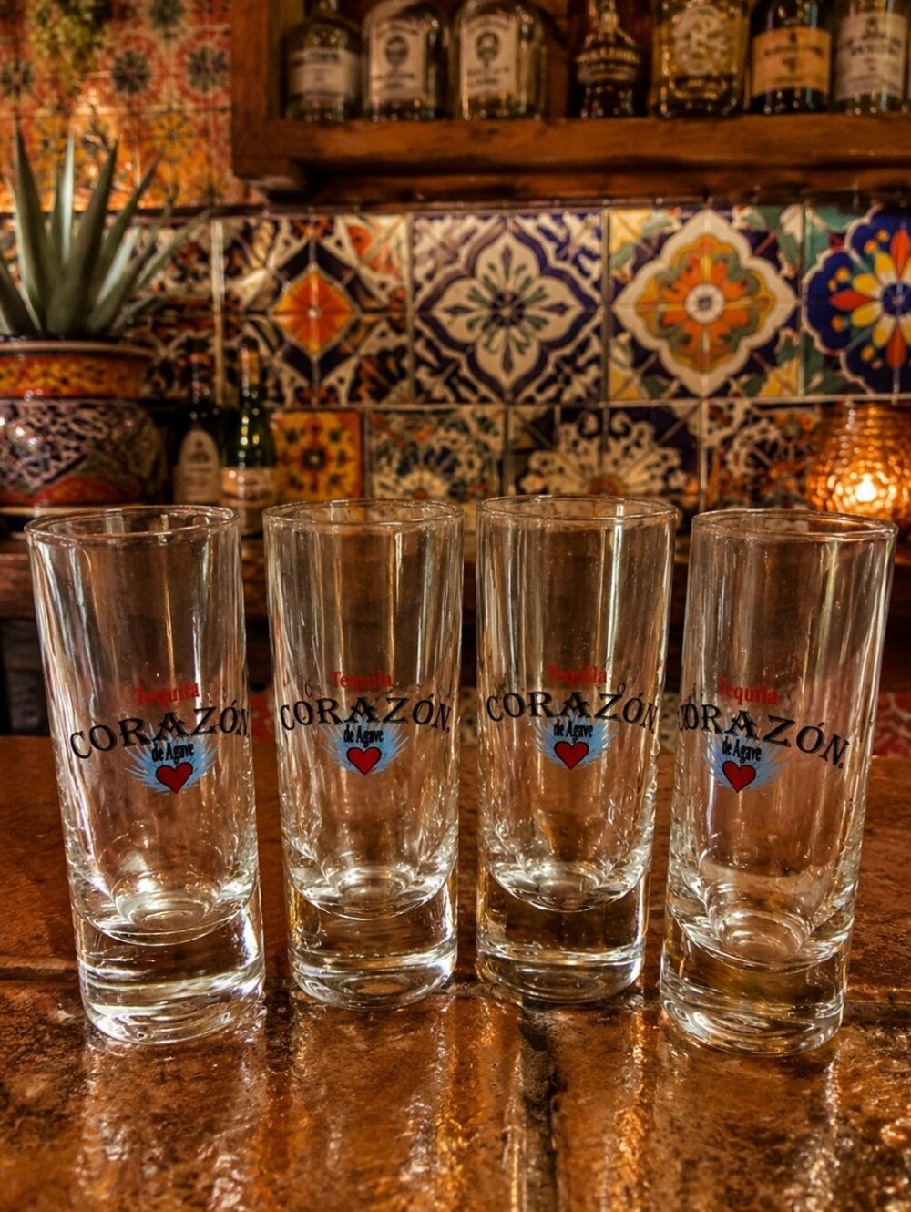 CORAZON Brand Set of 4 Tequila de Agave Shot Glasses Glass Party Shots Celebrate